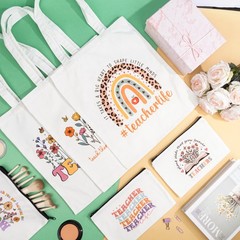 HUFAND Graduation Gifts for Teachers 6 Pack Canvas Tote Bags with Makeup Pou…