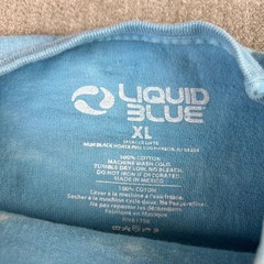 Liquid Blue Alice in Wonderland T-Shirt Mens XL Blue Tie Dye Mad Hatter Graphic