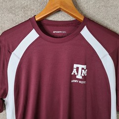 Army ROTC Shirt Mens Large Maroon Texas AandM Sport Tek Athletic Fit Polyester