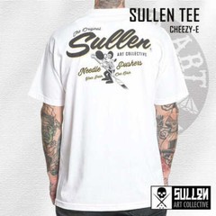 Sullen Men’s T-shirt CHEEZY-E Tattoos Urban Skull Premium Quality White
