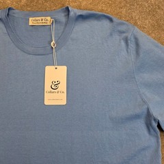 Collars and Co Men’s Lucca Luxury Touch Soft Cotton Silk T-Shirt Size 2XL Blue