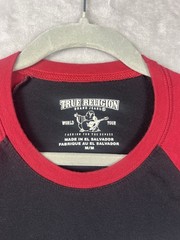 TRUE RELIGION Shirt lBlack Red PART BUDDHA Short Sleeve Designer Raglan T-shirt