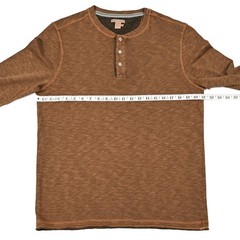 Carbon 2 Cobalt Men’s M Heather Brown Cotton Long Sleeve Henley Shirt Casual