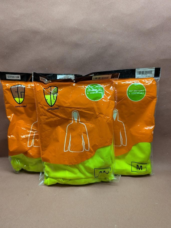 3 Pack Hi Vis Long Sleeve Safety Shirt With Hoodie Polyester Birdeye Mesh Fabric