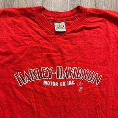 Vintage 1986 Harley Davidson 3D Emblem Asheboro NC Red T-Shirt