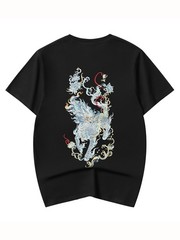Niepce Men’s Blue Kirin Embroidery Tee Japanese Streetwear T-Shirt