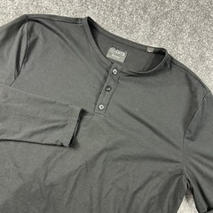 Cuts Henley Shirt Mens Large Black Long Sleeve Split-Hem PYCA Pro L1034 Top