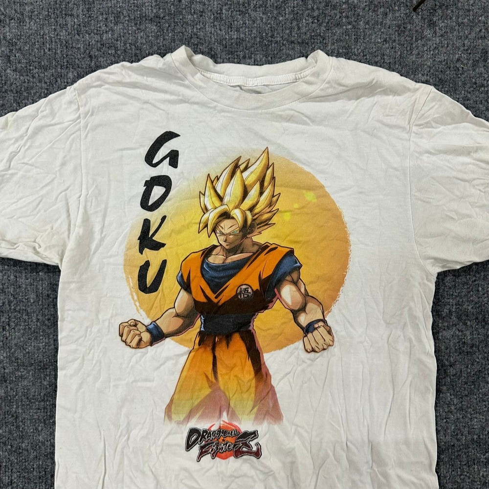 Dragon Ball FighterZ T-Shirt Mens Size M White Goku Graphic Print Cotton Anime
