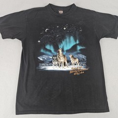 Vintage 1997 Harley Davidson TShirt Spirit Of Alaska Fairbanks Wolves Size XL