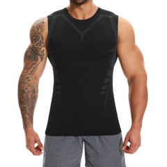 Mens Compression Shirt Athletic Workout Gym Tank Top Base Layer Body Shaper Vest