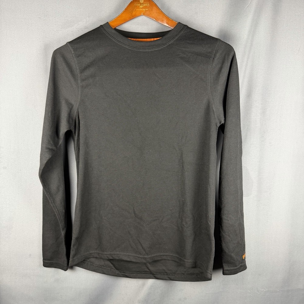 Omni Wool Base Layer Shirt Mens Small Black Wool Blend Crew Neck Long Sleeve