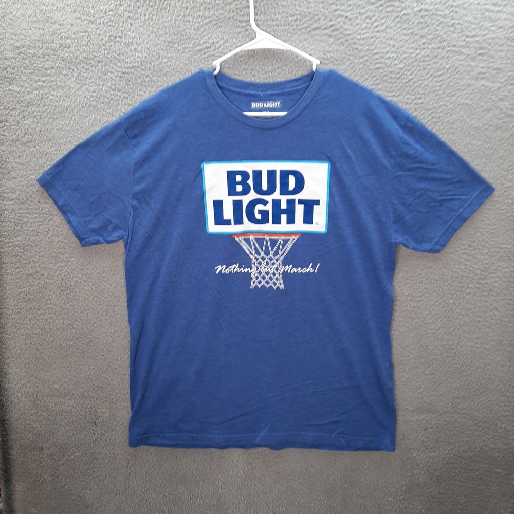 Bud Light Beer Shirt Adult 2XL XXL Blue Graphic Tee Beach Summer Sports Party