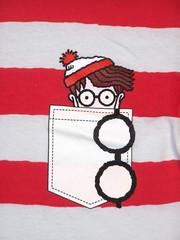 Wheres Waldo Shirt XXL 2XL White Pink Strip Graphic Logo Short Sleeve Cotton Men