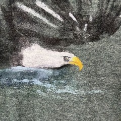 Vintage 90s Mens Hand Painted Eagle Green Turtleneck Long Sleeve Shirt Size L