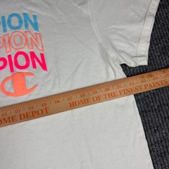 Champion Shirt Mens XL White Graphic Neon Pink Blue Orange Logo Tee