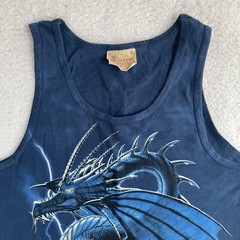 VTG The Mountain Dragon Shirt Mens Medium Tank Top Blue Skulls Fantasy NEW