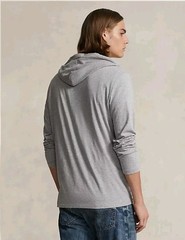 NWT Polo Ralph Lauren Mens Holiday Bear Long Sleeve Hooded Tshirt GREY XL