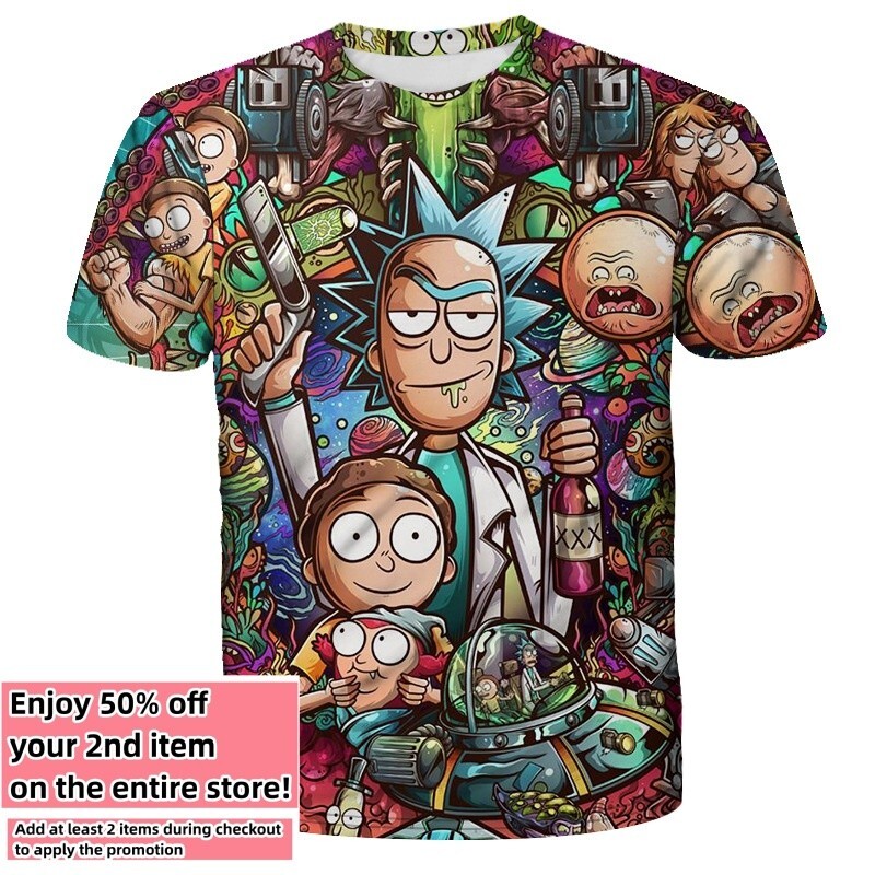 Funny Cartoon Morty T-Shirt Double-Sided Unisex Adult Size Large Medium Small
