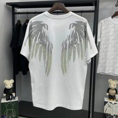 Fashion Men Trend Wings Drills Rhinestone Diamond Summer Luxury Cotton T-Shirt