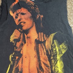 David Bowie Ziggy Stardust Black Graphic Muscle Tee Shirt Cut Off Sleeves Small
