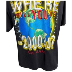 Vintage Where Will You Be in 2000 AD T-Shirt Men’s XL Black Las Vegas Made USA