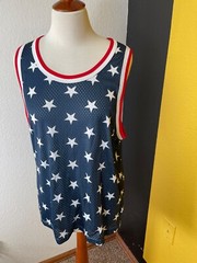 No Boundaries Mens Shirt Medium 38-40 Stretch Active Red White Blue Stars
