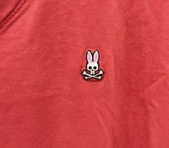 Psycho Bunny Mens Pink V-Neck Short Sleeve T-Shirt Size 8 XXL Pima Cotton Logo