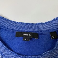Vince Shirt Mens XL Extra Large Blue Cotton Blend Thermal Long Sleeve Crew Neck