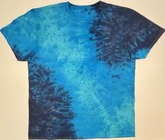 Gildan Handmade Tie Dye Unisex T-Shirt Size XL Multi Blue Scrunch Design Tee NEW