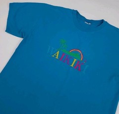 Vintage 90s Waikiki Beach Hawaii Rainbow Embroidered T Shirt Vtg Multicolor Used