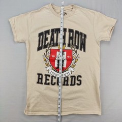 Death Row Records T-Shirt Mens Small Tan Long Beach Crest Graphic Hip Hop Tee