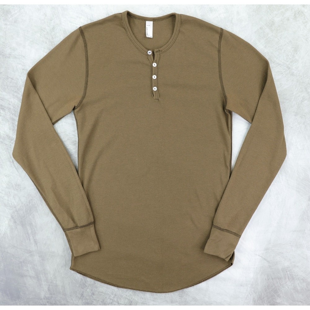 American Apparel Dexter Morgan Henley Thermal Kill Shirt Medium Green USA MADE