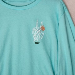 NEFF SKELETON SHIRT MENS XL GREEN BLUE LONG SLEEVE PUSHING UP DAISIES NWT
