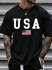 USA Flag Patriotic T-Shirt American Flag Graphic Tee 4th July Independence