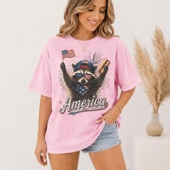 Feral & Free Raccoon Shirt, 4th of July Shirt, Comfort Colors 1717, USA Independ