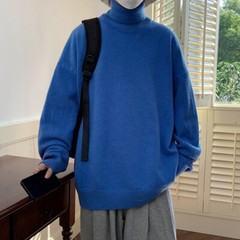 Men’s High Collar Knitted Turtleneck Solid Color Warm Sweater Warm Pullover New