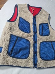 KAPITAL Vest Boa Fleece Navy Cream Unisex Size XL 4 Pre-owned Made in Japan 0306