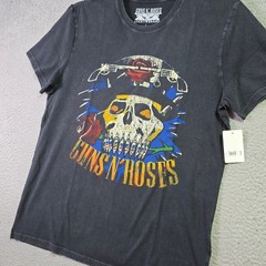 LUCKY BRAND Guns n Roses Mens Large Black Skull Casual Music Rock 80s Metal NWT