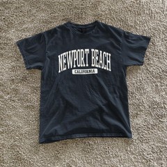 Newport Beach California Souvenir Beach, Aesthetic, Retro Navy Blue Tee