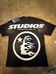 Hellstar Black Graphic Logo T-Shirt Cotton Jersey Crew Neck Short Sleeve Size M