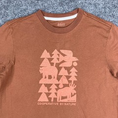 REI Co-op T-Shirt Mens Small Brown Rust Graphic Tee Co-Operative By Nature