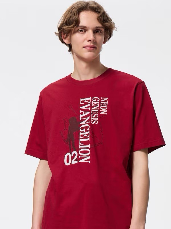 GU Neon Genesis Evangelion Asuka 02 Anime Graphic T-shirt Red Large New