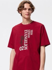 GU Neon Genesis Evangelion Asuka 02 Anime Graphic T-shirt Red Large New
