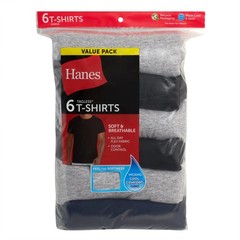 Hanes T-Shirt 6-Pack Men’s ComfortSoft TAGLESS Crewneck Short Sleeve Tee Value