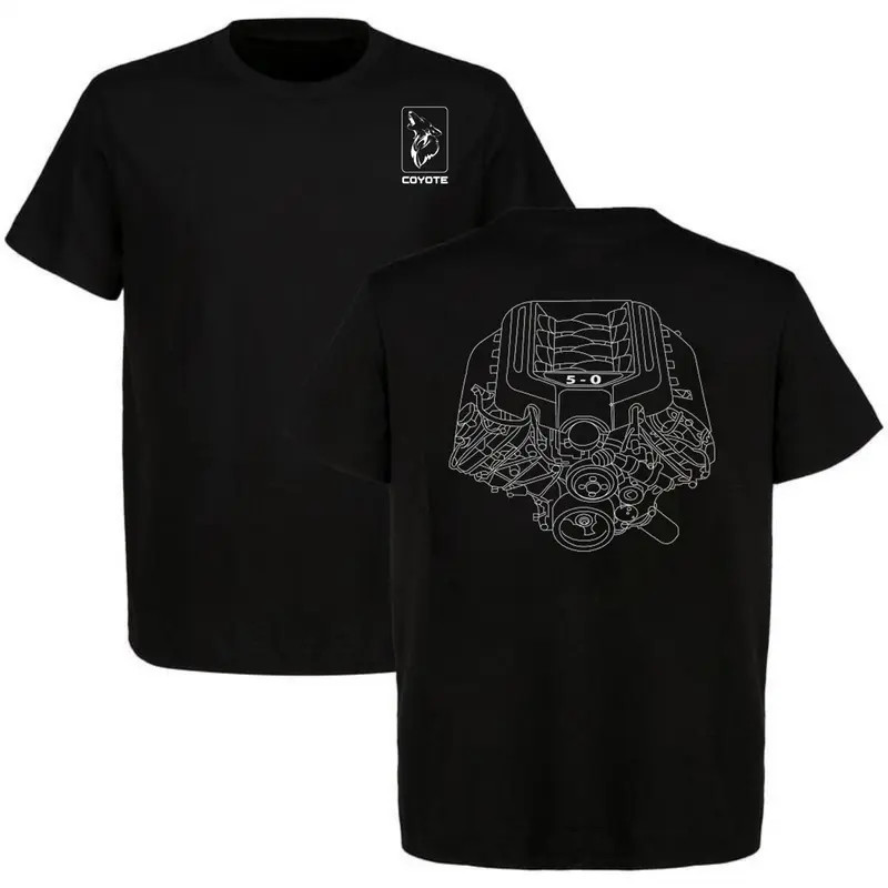 Ford Coyote 5.0 Engine Graphic T-Shirt Car Lover Father’s Day Cotton Tee Men