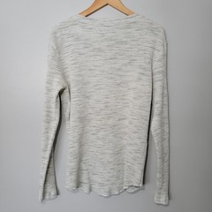Urban Outfitters Henley Thermal Shirt Sz L White Marled Casual Preppy 90s Winter