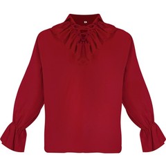 Medieval Lapel Pleated Puffy Sleeve Shirt Men Vintage Long Sleeve Cosplay Shirts
