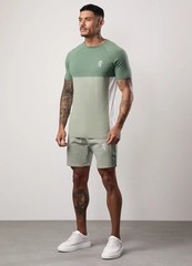 Gym King Contrast Panel Shorts – Fern Green/Soft Khaki/White