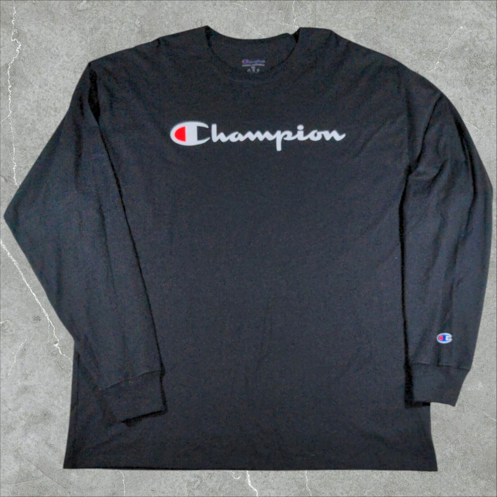 Champion Classic Jersey Crew Neck T-Shirt Men’s 2XL Long Sleeve Black