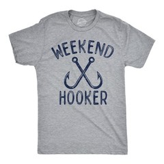 Mens Funny T Shirts Weekend Hooker Sarcastic Fishing Graphic Novelty Tee For Men